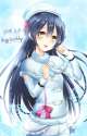 s - 2958097 - 1girl absurdres blue_hair bow cowboy_shot dated detached_sleeves happy_birthday hat highres karuma.jpg