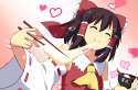 1girl ascot bow bowl brown_hair chopsticks closed_eyes detached_sleeves eating food hair_bow hair_tubes happy_tears heart leon_7 solo tears tofu touhou-160ac1cfc0fc37c9b7f1db15c6ed2946.jpg