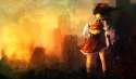 1girl armpits black_hair bow destruction detached_sleeves embers gracehoo hair_bow hair_tubes highres long_hair midriff red_eyes smoke solo sparks touhou wind-17e5849fc2def9d4299b55e4a2880e54.jpg