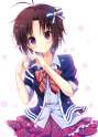 s - 2171972 - 1girl antenna_hair black_hair blush bow bowtie hair_ribbon heart heart_hands highres idolmaster kikuchi_makoto pokopi purple_ey.jpg
