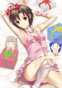s - 815620 - 1girl antenna_hair arm_ribbon armpits brown_eyes brown_hair character_doll chibi doll gift idolmaster kikuchi_makoto kisaragi_ch.jpg