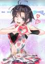 s - 1927585 - 1girl antenna_hair black_hair cleavage_cutout heart heart_hands idolmaster kikuchi_makoto looking_at_viewer midriff negativeund.png