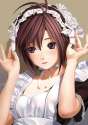 s - 983600 - 1girl antenna_hair blue_eyes blush brown_hair choker face frills highres idolmaster kikuchi_makoto lace maid maid_headdress neko.jpg