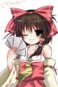 bad_id bare_shoulders brown_hair detached_sleeves hatsuga_genmai ribbon ribbons smile touhou wink-1fbe05bce297e07680a76e89ecf6ebe6.jpg