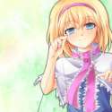 1girl blonde_hair blue_dress blue_eyes capelet dairi dress hairband jewelry looking_at_viewer puppet_strings ring short_hair smile solo touhou upper_body-d9d056f3a4160b1b3b74f29c6d0a84e0.jpg