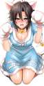 s - 2032434 - 1girl animal_ears bad_id bell bell_collar black_hair blue_dress blush breasts cat_ears cat_tail cleavage collar collarbone dres.jpg