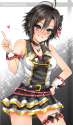 s - 2115418 - 1girl arm_strap bad_id bare_arms bare_shoulders black_hair blush collarbone dress grey_eyes heart idolmaster idolmaster_2 inu_(.jpg