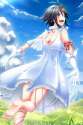 s - 1780712 - _d 1girl antenna_hair bare_shoulders barefoot bird black_hair bow cloud dress feet gloves grass idolmaster kikuchi_makoto looki.jpg
