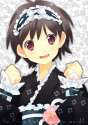 s - 602253 - 1girl bad_id brown_eyes brown_hair ech flower frills head_tilt idolmaster japanese_clothes kikuchi_makoto kimono maid_headdress.jpg