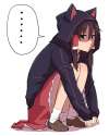 ... 1girl animal_hood black_hair blush cat_hood flat_gaze full_body hair_tubes hood hoodie leon_(mikiri_hassha) leon_7 loafers looking_at_viewer red_eyes shoes sidelocks skirt sleeves_past_wrists solo speech_b.jpg