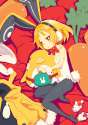 lolibooru 99991 animal_slippers black_legwear blush_stickers bunny_slippers detached_collar fake_animal_ears harada_takehito makai_senki_disgaea_5 usalia_(disgaea).png