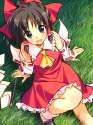 1girl blue_eyes bow brown_hair detached_sleeves female hair_bow highres japanese_clothes miko nature outdoors short_hair solo touhou yuuki_keisuke-cea8e3c9dabaa339d5d12aae12f447e8.png