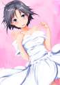 s - 984351 - 1girl absurdres antenna_hair bare_shoulders black_hair blue_eyes blush clearite collarbone dress dutch_angle highres idolmaster.png