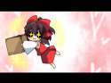 _3 +_+ 1girl _3 bow box brown_hair chibi detached_sleeves donation_box eromame female full_body gradient gradient_background hair_bow iosys japanese_clothes letterboxed miko solo touhou-e08c81bef2eebf74c5dce87.jpg