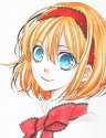 744895 - alice_margatroid aqua_eyes copics face hairband kanae_(aab) lips marker_(medium) ribbon ruffles shikishi short_hair smile solo touhou traditional_media.jpg