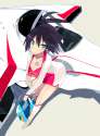s - 496274 - 1girl airplane antenna_hair bad_id black_hair boots brws from_above helmet idolmaster jet kikuchi_makoto knee_boots short_hair s.jpg