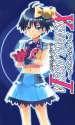512575 - 1girl antenna_hair bad_id black_hair blue_eyes candy crab crossed_arms gloves idolmaster idolmaster_xenoglossia kikuchi_makoto midriff navel short_hair skirt smile solo sweet_break_girl_(idolmaster) tatata.jpg