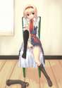 1girl black_legwear blonde_hair blue_eyes boots hairband kneehighs legs short_hair single_shoe socks solo uro touhou-71a4d171adb8d9f7bdfc07ac3353288e.jpg