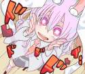 1girl animal_ears from_above monomi necktie pink_hair rabbit_ears red_eyes saliva solo touhou-6612e9fb48e29ec381c6b843676c9d4f.jpg