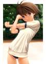 644136 - 1girl antenna_hair blue_eyes brown_hair buruma gym_uniform idolmaster kikuchi_makoto nekopuchi short_hair solo stretch.jpg