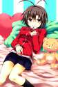 s - 1168105 - 1girl antenna_hair black_hair blue_eyes blush highres idolmaster jacket kikuchi_makoto lying oshakana short_hair skirt smile so.jpg