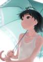 s - 476123 - 1girl antenna_hair black_hair blue_eyes flat_chest idolmaster kikuchi_makoto looking_up nekopuchi one-piece_swimsuit short_hair.jpg