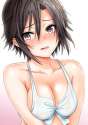 s - 2054710 - 1girl bad_id bikini black_hair blush breasts cleavage collarbone grey_eyes idolmaster idolmaster_2 inu_(marukome) kikuchi_makot.jpg