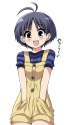 s - 736996 - 1girl antenna_hair bad_id black_hair blue_eyes blush celebi_ryousangata hands_in_pockets idolmaster kikuchi_makoto overalls shor.jpg