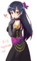 s - 2355082 - 1girl black_gloves blue_hair blush bow character_name dated dress earrings elbow_gloves gloves hair_bow hand_to_own_.png