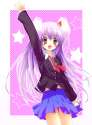 bad_id blush bunny_ears highres long_hair necktie ninten-do purple_hair rabbit_ears red_eyes school_uniform skirt solo star touhou waving-09f52151e79c3b4255047930b4c3969f.jpg
