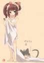 455674 - 2girls animal_ears barefoot camisole chibi child doughnut food green_eyes idolmaster kikuchi_makoto messy_hair mouth_hold multiple_girls tail taira_tsukune takatsuki_yayoi twintails.jpg