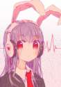 animal_ears bunny_ears bust headphones long_hair namie-kun necktie purple_hair red_eyes solo touhou waveform-03150ac9a2addf385ab1086ddd70af63.jpg