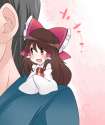 1boy 1girl ascot black_hair bow brown_eyes brown_hair chibi detached_sleeves hair_bow hair_tubes hammer_(sunset_beach) long_hair minigirl open_mouth sleeves_past_wrists smile touhou-9654b5feffca671a6e4c5975102.jpg