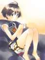 749856 - 1girl antenna_hair barefoot brown_eyes brown_hair casual couch cup feet_on_chair highres idolmaster kikuchi_makoto looking_at_viewer mug short_hair shorts solo yuuki_keisuke.png