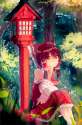 1girl bow brown_eyes brown_hair detached_sleeves forest grass hair_bow hair_tubes lamppost nature shiu_(pika) short_hair smile solo touhou tree-474efc7a56ad06847537cf476183a874.png