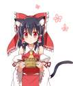 1girl _ animal_ears ascot bare_shoulders black_hair blush bow box cat_ears cat_tail detached_sleeves donation_box frown hair_bow hair_ribbon hair_tubes kemonomimi_mode large_bow nontraditional_miko red_eyes ri.jpg