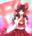 bad_id brown_eyes brown_hair cherry_blossoms detached_sleeves flower long_hair miyako_(xxxbibit) myk navel ribbon torii touhou-57d66967015b85b138154202b8902a2a.jpg