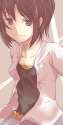 724156 - 1girl closed_mouth close-up collarbone highres idolmaster idolmaster_2 jacket kikuchi_makoto long_sleeves open_clothes open_jacket shirt short_hair smile solo t-shirt upper_body.png
