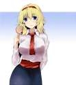 1girl beegle blonde_hair blue_eyes breasts candy female gradient gradient_background hairband lollipop short_hair solo touhou-ab4d1010abc1e90c3e1e9b4f94f306d5.jpg