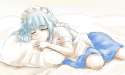 1girl bad_id blue_hair braid copycat_(dryfood) copycat_(homura) female lying maid maid_headdress pillow short_hair silver_hair sleeping solo touhou twin_braids-c2863f4fdd26e7845201efbd29689ca2.jpg