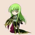 s - 333237 - 1girl artist_request c.c. chibi code_geass cosplay full_body green_hair highres one_eye_clos.png