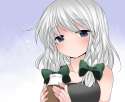 1girl bare_shoulders blue_eyes blush bottle braid commentary_request hair_ribbon hammer_(sunset_beach) looking_at_viewer no_headwear ribbon short_hair silver_hair solo tank_top touhou twin_braids upper_body-b6.jpg