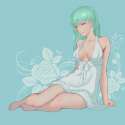 s - 1947394 - 1girl bachsnov barefoot breasts breasts_apart c.c. code_geass dress earrings green_hair hig.jpg