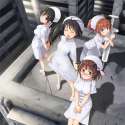 483280 - 4girls amami_haruka arms_behind_back chihaya_72 closed_eyes ganaha_hibiki glasses idolmaster kikuchi_makoto large_syringe multiple_girls nurse oversized_object red-framed_eyewear rooftop sandals shadow sitting.jpg