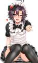 2113575 - 1girl alternate_costume bad_id black_dress black_hair black_legwear bow dress enmaided hair_bow hair_ornament heart heart_hair_ornament idolmaster inu_(marukome) kikuchi_makoto looking_at_viewer maid maid_hea.jpg