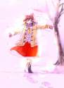 1girl blush boots breath closed_eyes coat footprints full_body gloves no_nose open_mouth outstretched_arms smile snowing solo yonu_(yonurime) touhou.b150ca074c1663bc6d0588eaec20979f.jpg