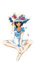 2357428 - 1girl black_eyes black_hair flower hat hat_flower highres idolmaster kikuchi_makoto makise_medaka short_hair simple_background solo.jpg
