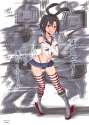 1635105 - 1girl black_hair black_panties cosplay crossover elbow_gloves embarrassed gloves hairband highres idolmaster kantai_collection kikuchi_makoto nyuu_(manekin-eko) open_mouth panties rensouhou-chan shimakaze_(kanta.jpg