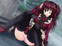 bow game_cg headband kizuki_erika long_hair love_majyo! mikado_ichika panties purple_eyes rain red_hair seifuku thighhighs underwear water wet wink.jpg