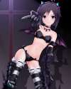 1216217 - 1girl animal_ears antenna_hair armband armor bat_wings bikini black_hair choker elbow_gloves fake_animal_ears frills gloves heart highres idolmaster kikuchi_makoto looking_at_viewer meteors navel nightmare_bl.jpg